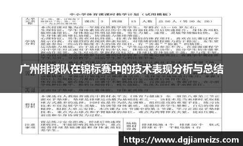 广州排球队在锦标赛中的技术表现分析与总结